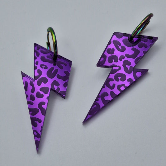 Pendientes de Rayo Leopardo morado