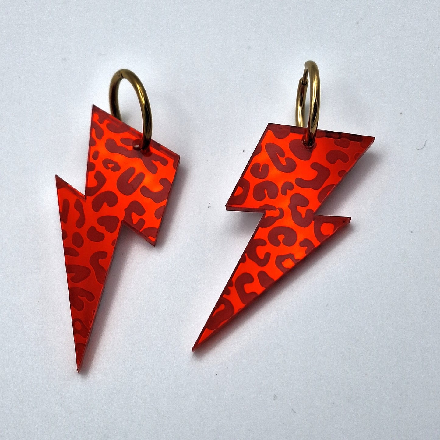 Pendientes de Rayo Leopardo rojo