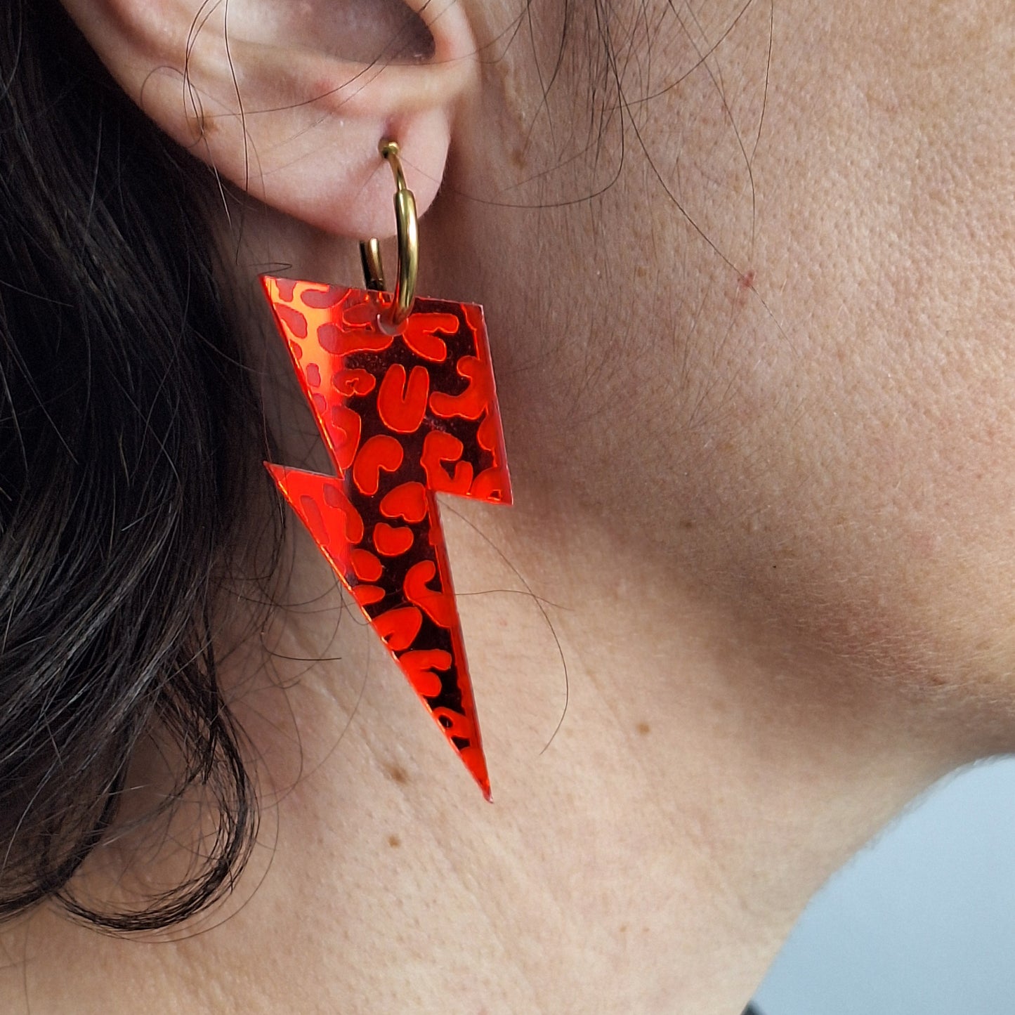 Pendientes de Rayo Leopardo rojo