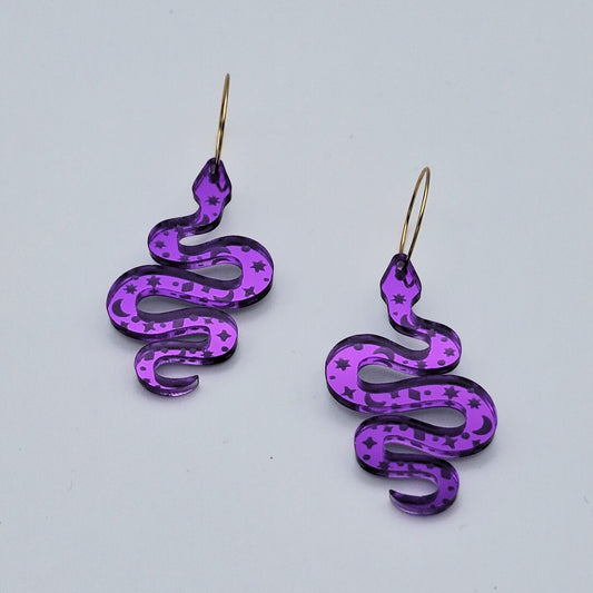 Pendientes Serpiente Mística en morado