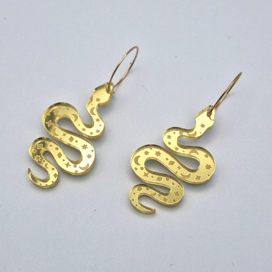 Pendientes Serpiente Mística en dorado