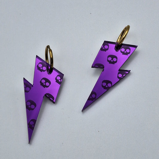 Pendientes Rayo Calaveritas Morado