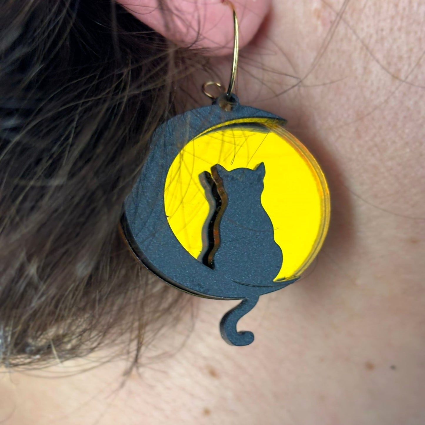 Pendientes Gato y luna Pendientes largos Lolailo