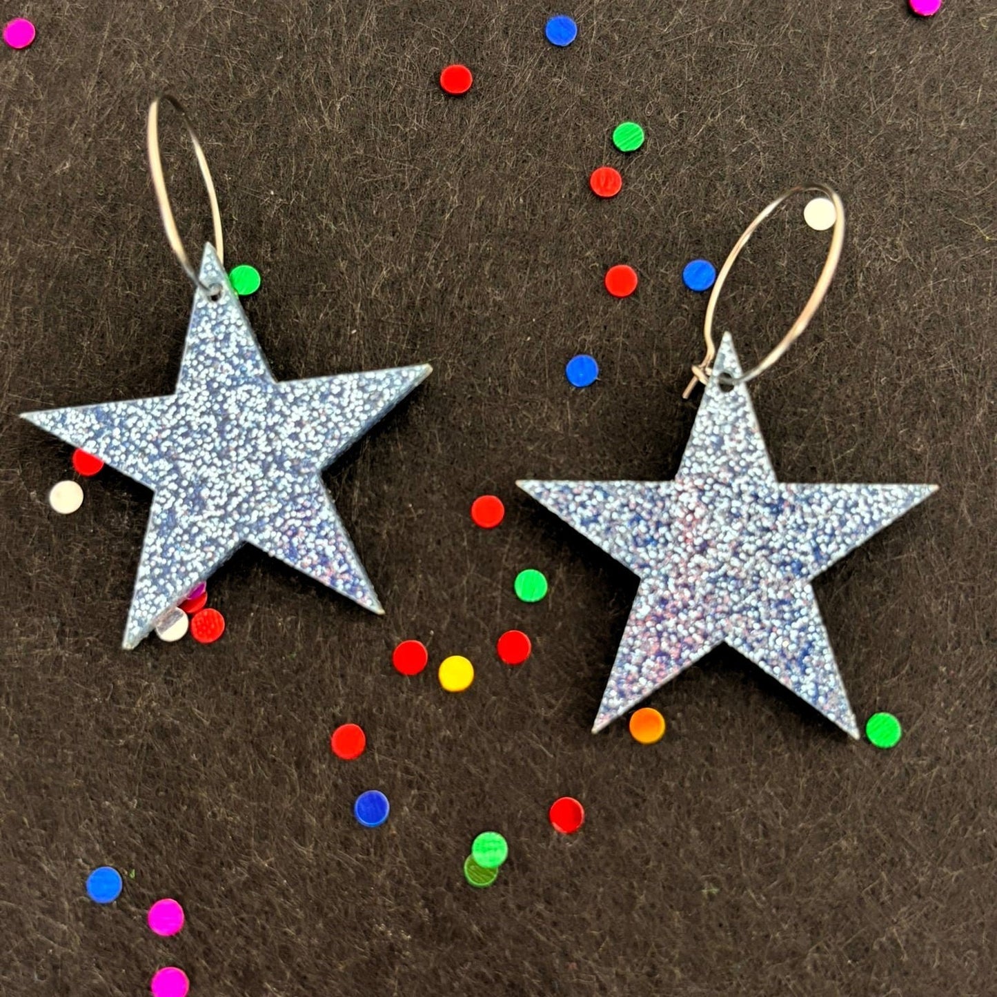 Pendientes Estrella Brillante Pendientes largos Lolailo Azul