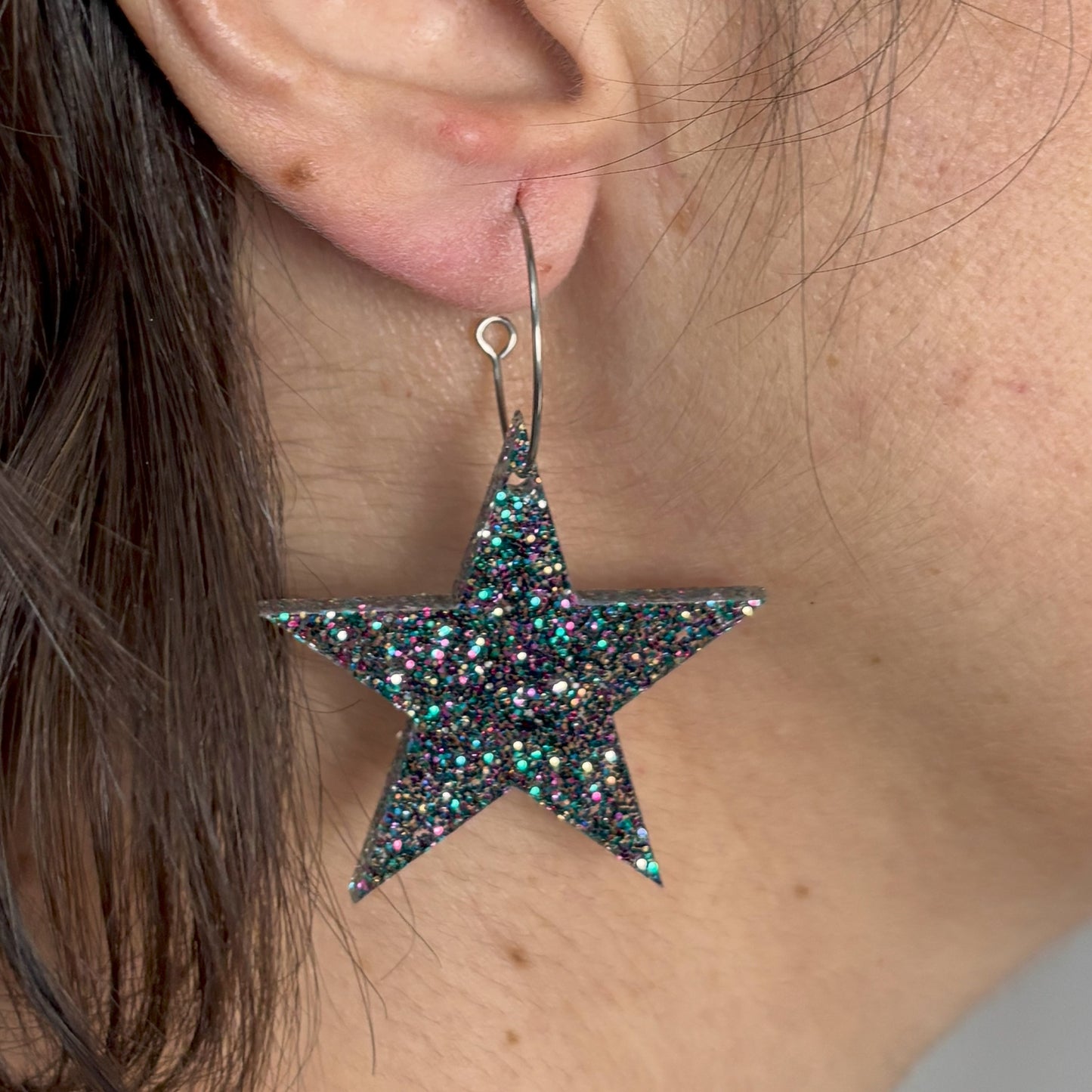 Pendientes Estrella Glitter Multicolor