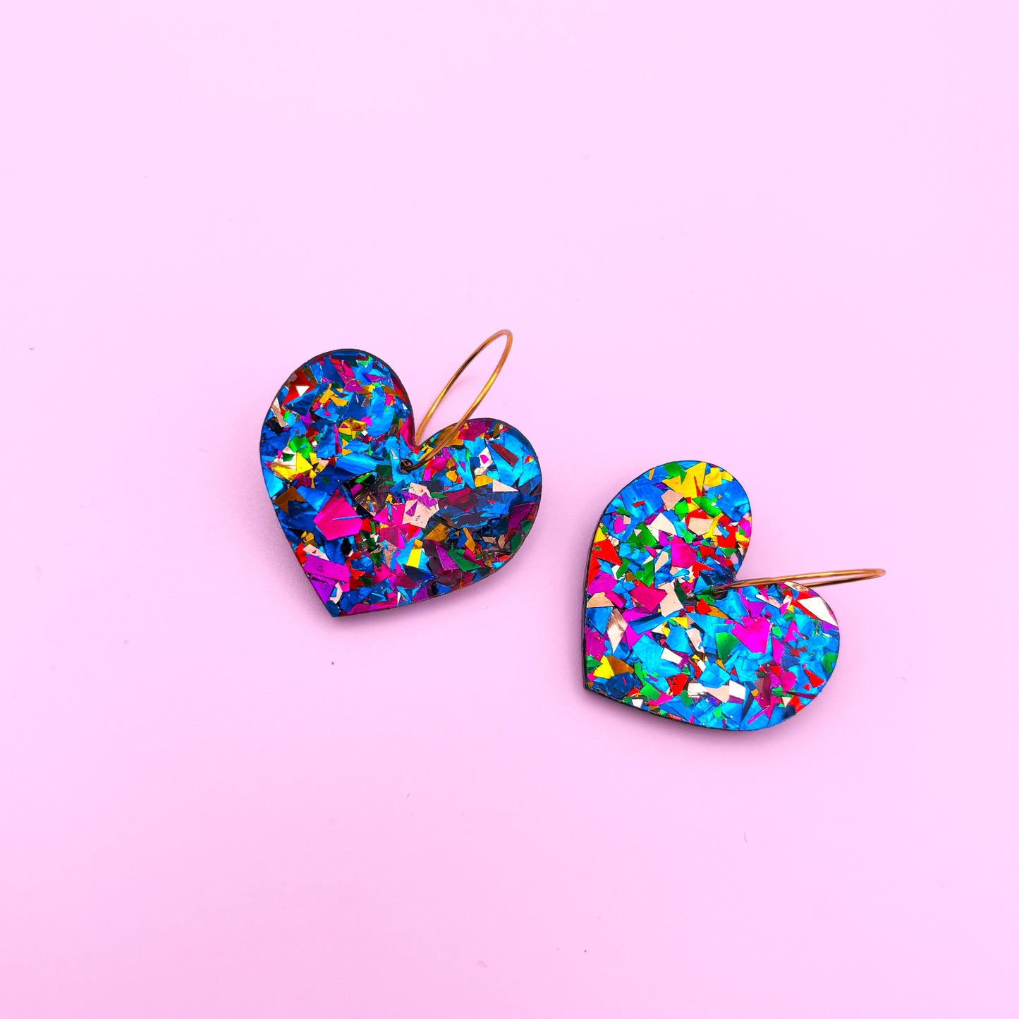 Pendientes Corazón Glitter Azul