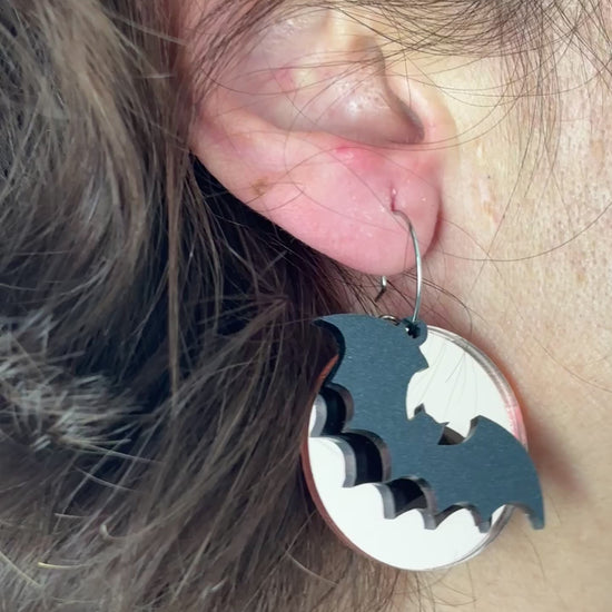 Pendientes Murciélago y Luna Pendientes largos Lolailo